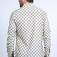 Men's Flocked Style Modern Fit Spandex Beige Shirt