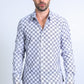 Men's Flocked Style Modern Fit Spandex White Shirt
