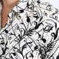 Men's Floral Flocked Modern Fit Spandex Beige Shirt