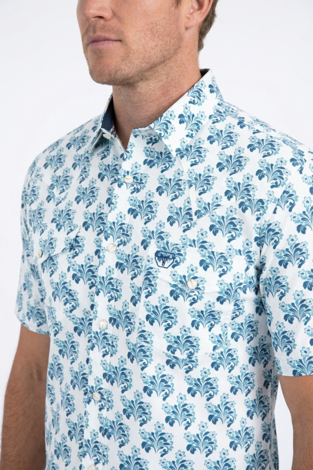 white floral short sleeve shirt men platini detail-2