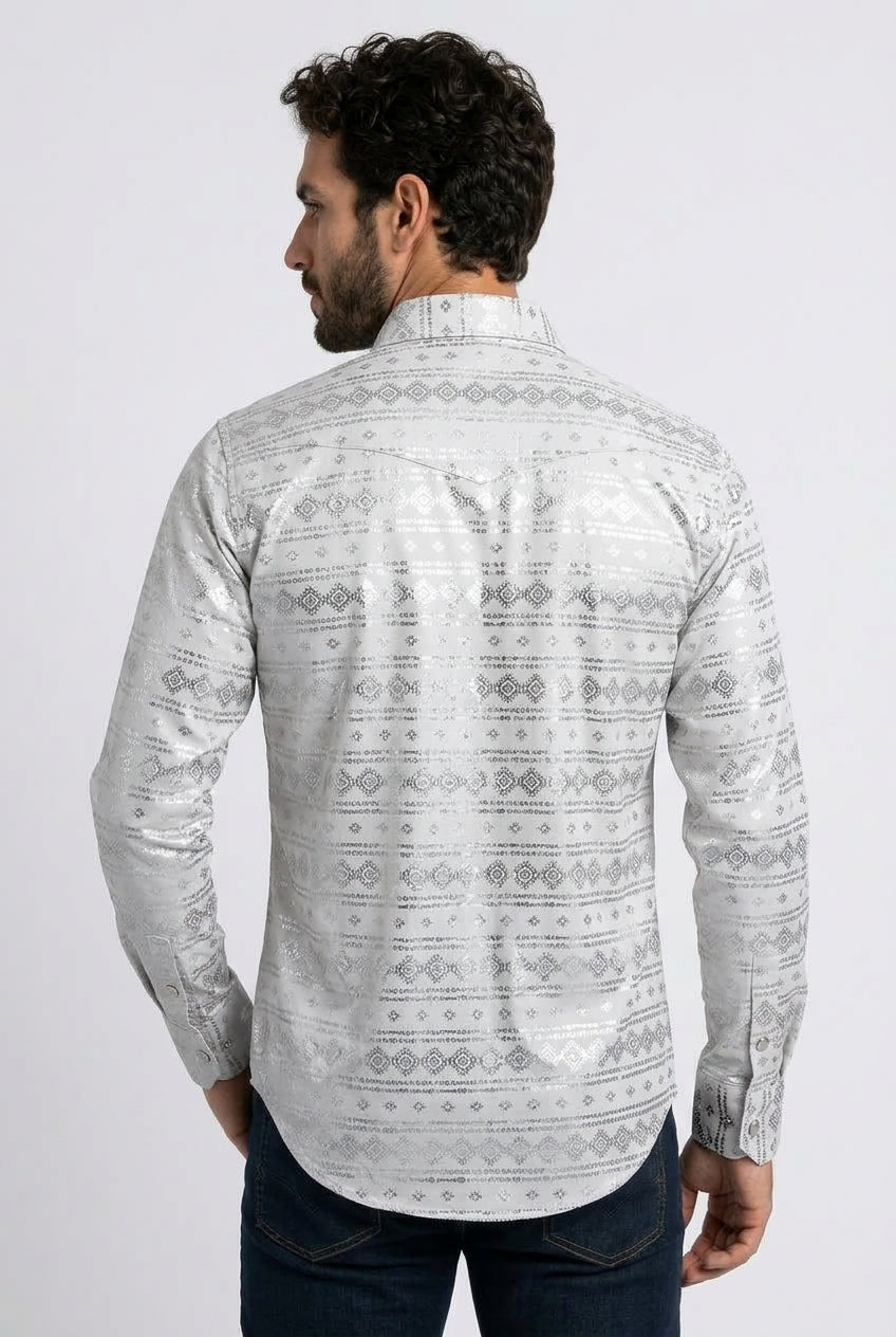 white foil western shirt men platini back