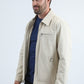 Mens Fur Lined Quilted Faux Suede Beige Coat