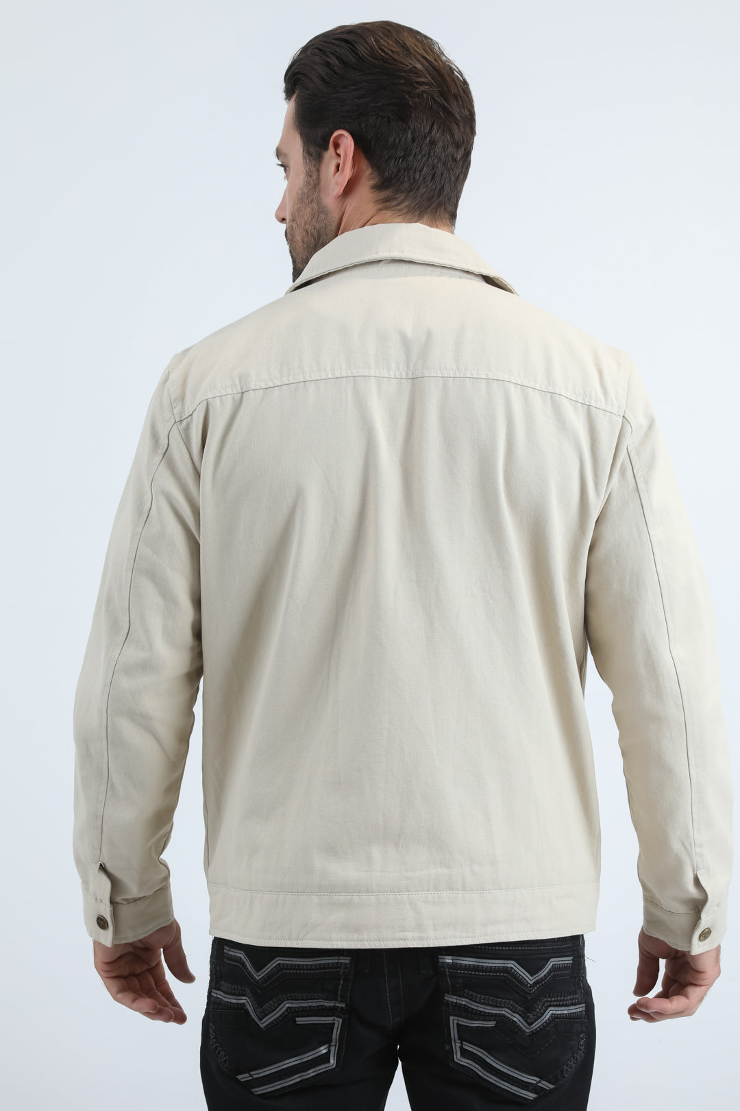 Mens Fur Lined Quilted Faux Suede Beige Coat