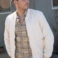 Mens Fur Lined Quilted Faux Suede Beige Coat