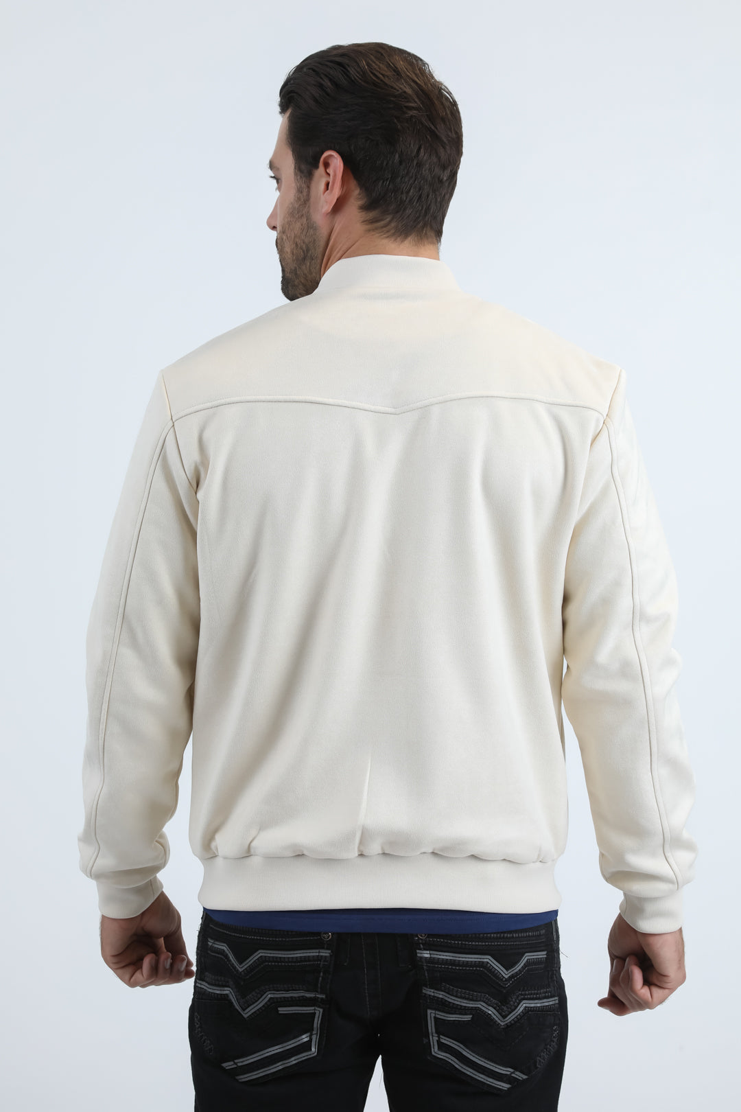 Mens Fur Lined Quilted Faux Suede Beige Coat