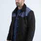 Mens Fur Lined Quilted Faux Suede Black Coat