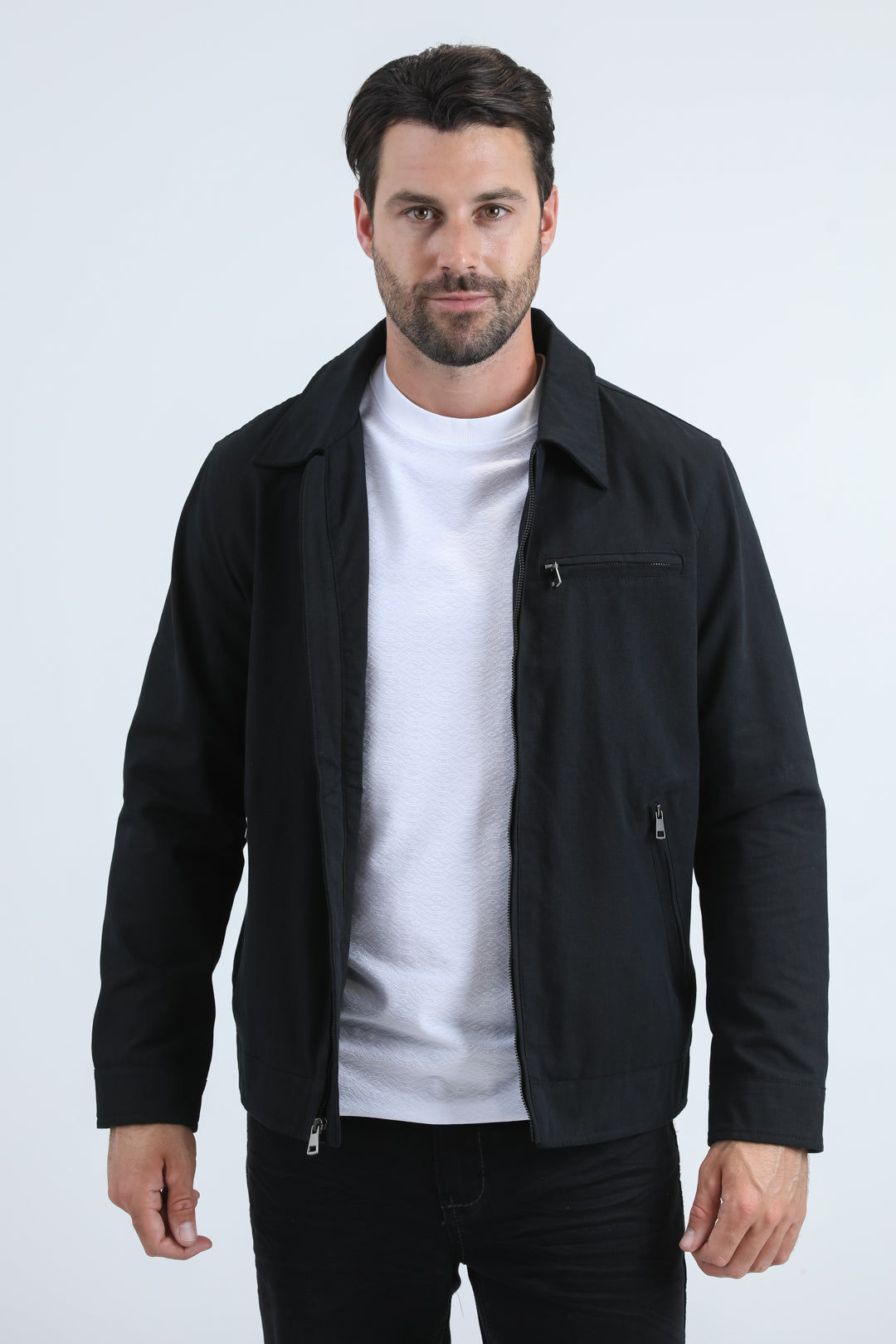 Mens Fur Lined Quilted Faux Suede Black Coat