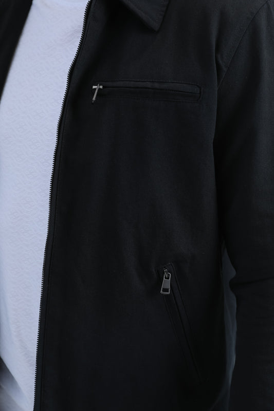 black fur-lined quilted canvas jacket platini