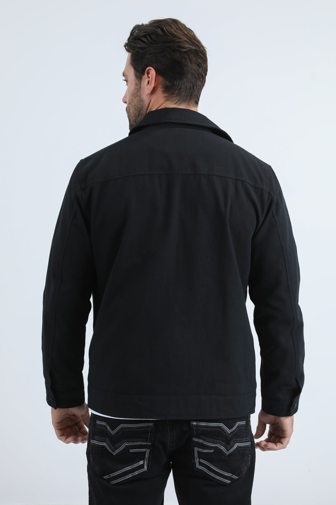 Mens Fur Lined Quilted Faux Suede Black Coat