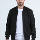 Mens Fur Lined Quilted Faux Suede Black Coat