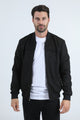 Mens Fur Lined Quilted Faux Suede Black Coat
