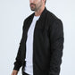 Mens Fur Lined Quilted Faux Suede Black Coat