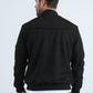 Mens Fur Lined Quilted Faux Suede Black Coat