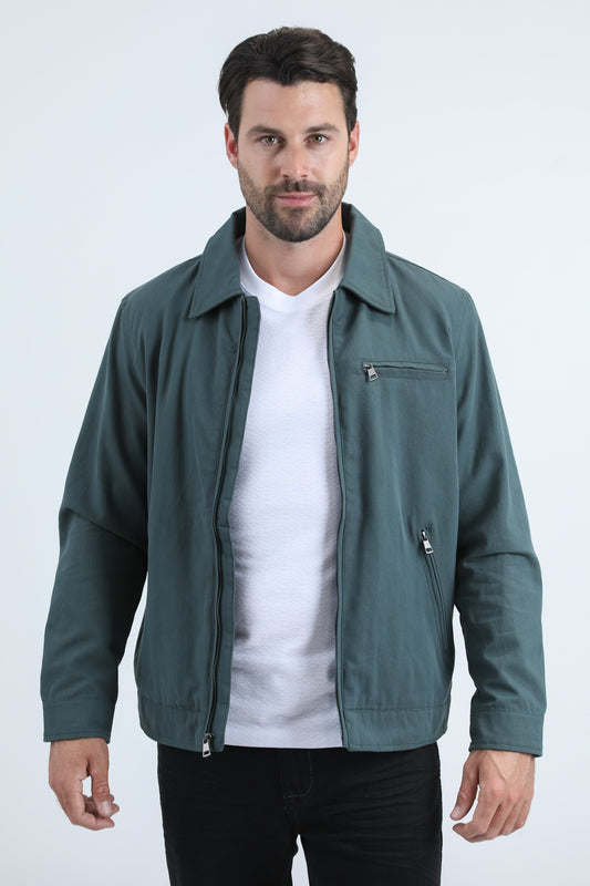 Mens Fur Lined Quilted Faux Suede Blue Coat