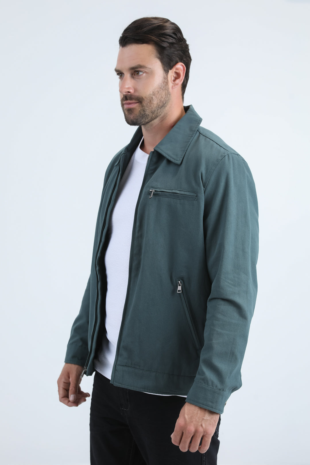 Mens Fur Lined Quilted Faux Suede Blue Coat