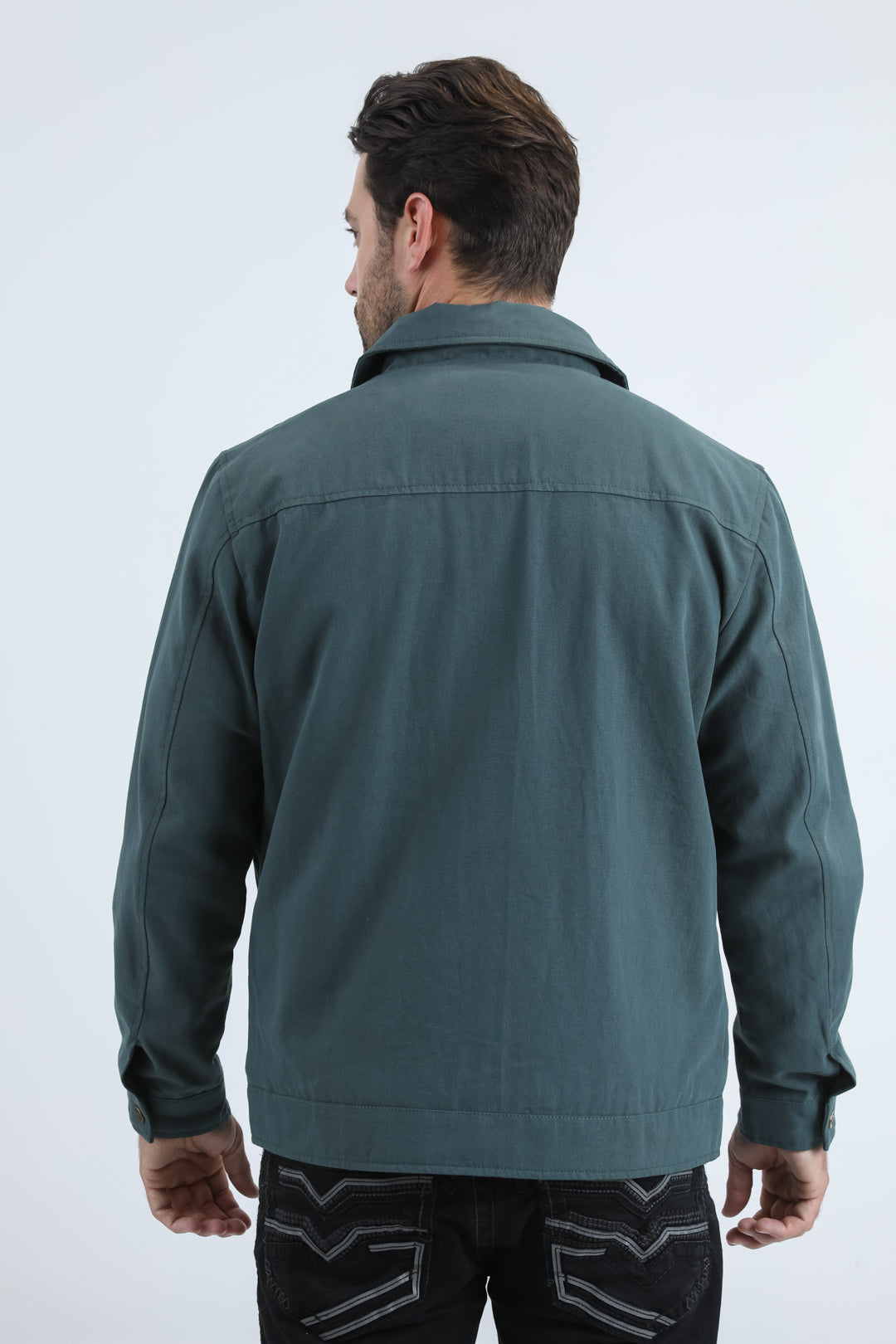 Mens Fur Lined Quilted Faux Suede Blue Coat