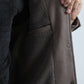 Mens Fur Lined Quilted Faux Suede Brown/Bone Coat