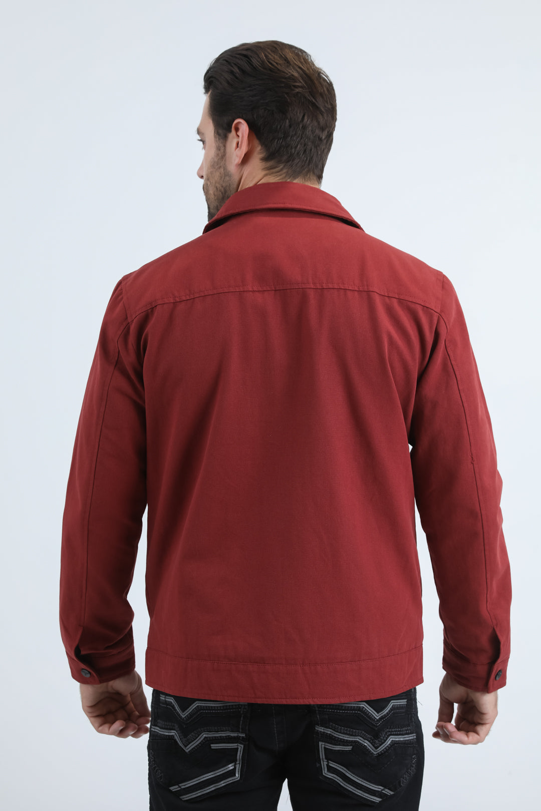 Mens Fur Lined Quilted Faux Suede Burgundy Coat