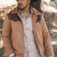 Mens Fur Lined Quilted Faux Suede Camel Coat