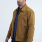 Mens Fur Lined Quilted Faux Suede Camel Coat
