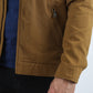 Mens Fur Lined Quilted Faux Suede Camel Coat