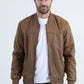 Mens Fur Lined Quilted Faux Suede Camel Coat