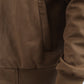 Mens Fur Lined Quilted Faux Suede Camel Coat