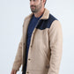 Mens Fur Lined Quilted Faux Suede Beige/Mink Coat