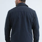 Mens Fur Lined Quilted Faux Suede Navy Coat