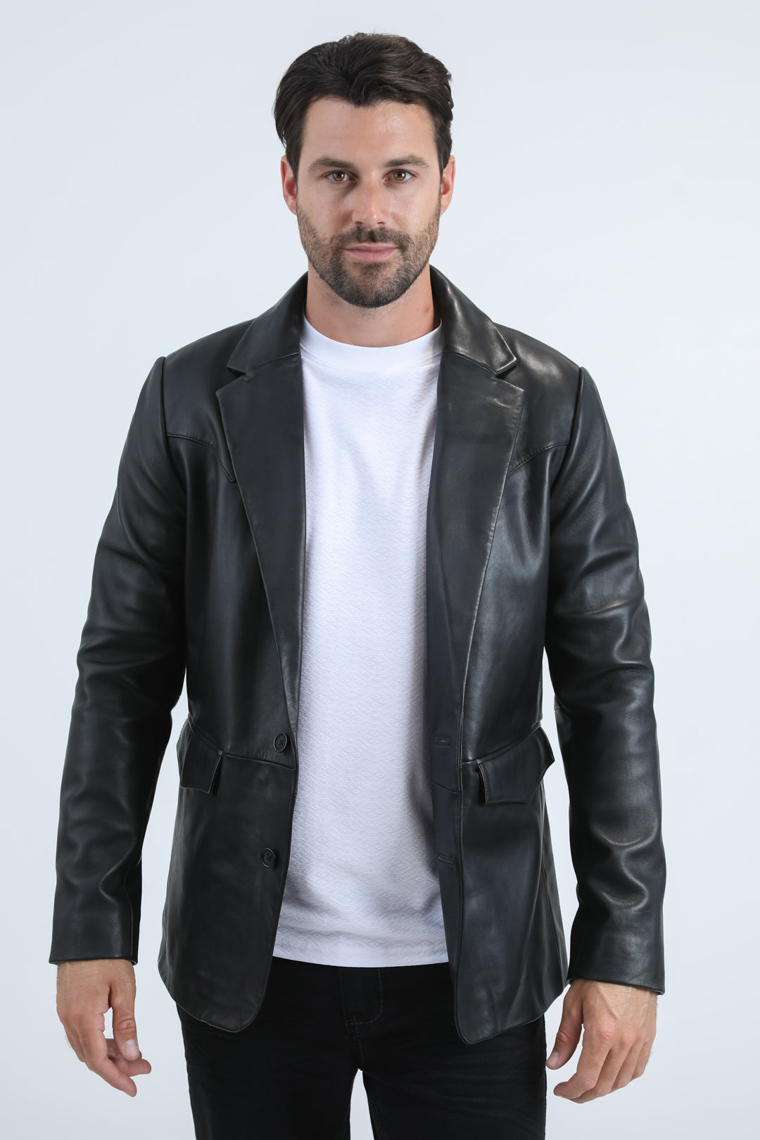 Mens Genuine Leather Black Coat