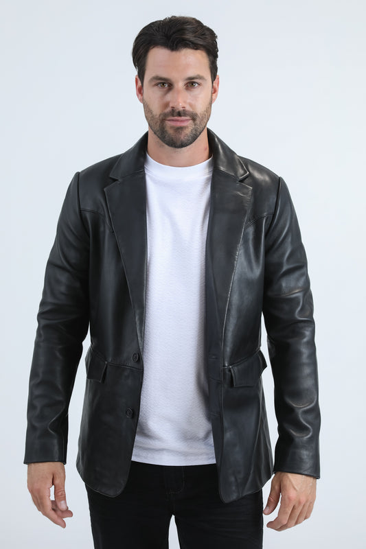 Mens Genuine Leather Black Coat