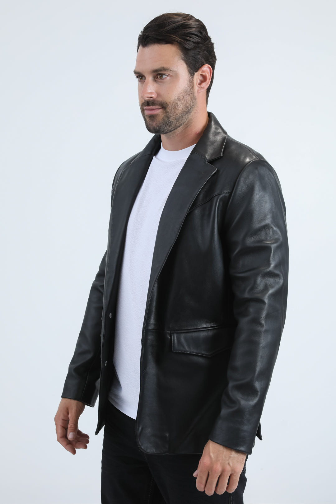 Mens Genuine Leather Black Coat