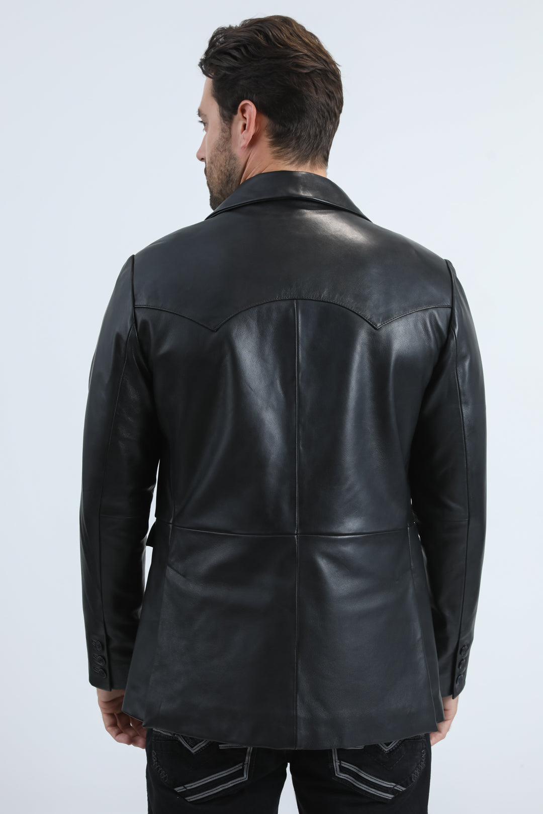 Mens Genuine Leather Black Coat
