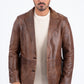 brown genuine leather western blazer coat platini
