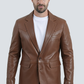 Mens Genuine Leather Brown Coat