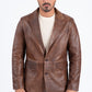 brown genuine leather western blazer coat platini