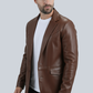 Mens Genuine Leather Brown Coat