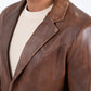 brown genuine leather western blazer coat platini