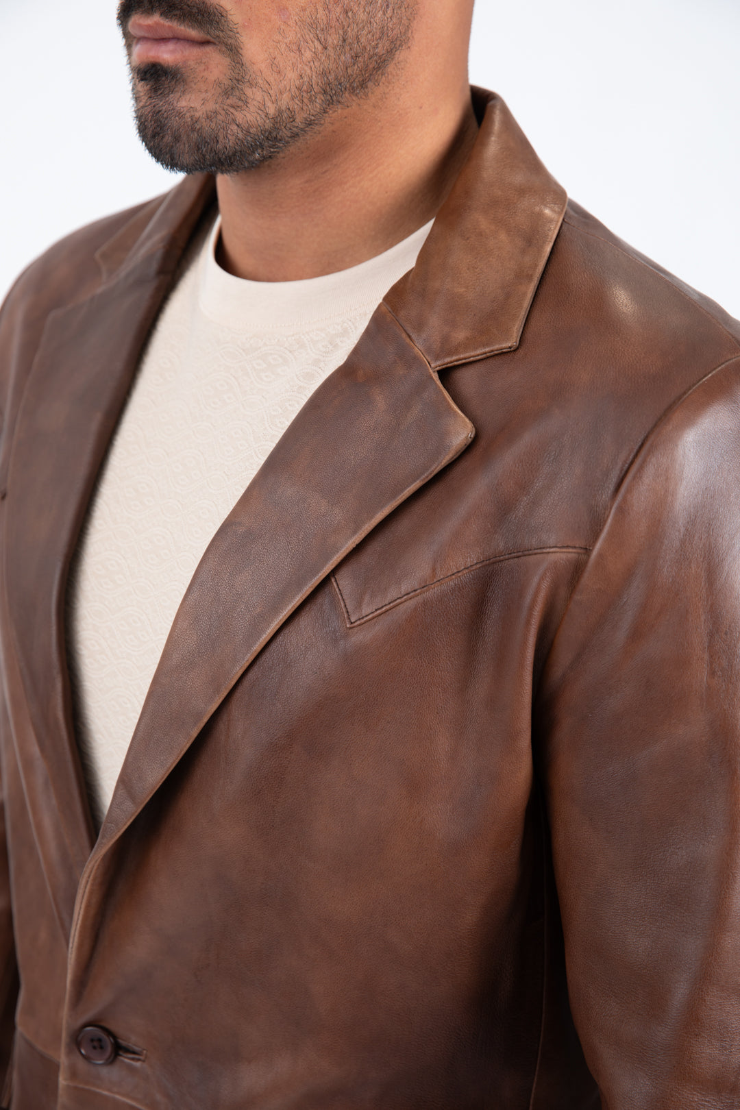 brown genuine leather western blazer coat platini