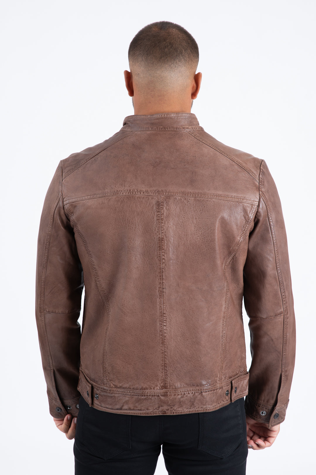 barrel genuine leather biker jacket platini