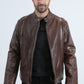 Men's Genuine Leather Perforated Jacket - Barrel Biker Racer