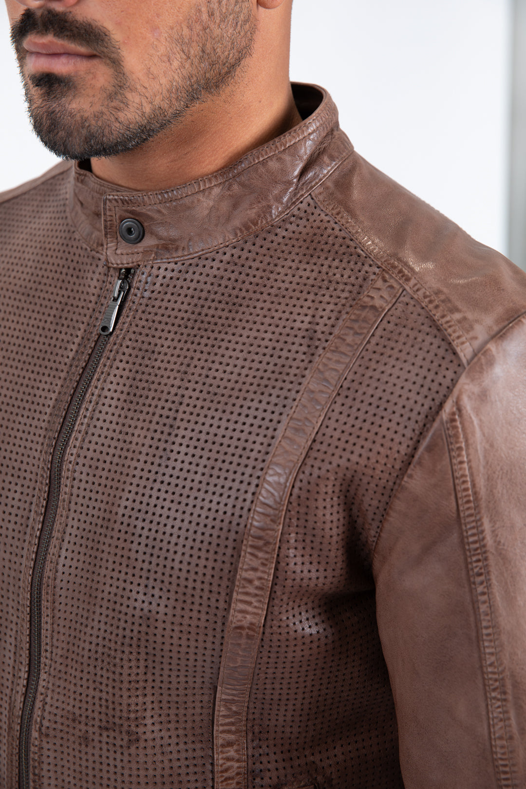 barrel genuine leather biker jacket platini