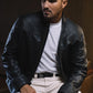 Men's Genuine Leather Perforated Jacket - Black Biker Style