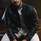 Men's Genuine Leather Perforated Jacket - Black Biker Style