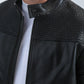 Men's Genuine Leather Perforated Jacket - Black Biker Style