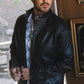 Men's Genuine Leather Perforated Jacket - Black Biker Style