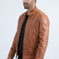 Men's Genuine Leather Perforated Jacket - Degas Biker Style