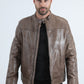 Men's Genuine Leather Perforated Jacket - Grey Biker Style