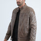 Men's Genuine Leather Perforated Jacket - Grey Biker Style