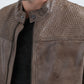 Men's Genuine Leather Perforated Jacket - Grey Biker Style